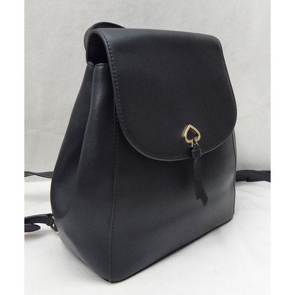 Kate Spade New York Black Leather Pushlock Flap Top Handle Backpack main image 13